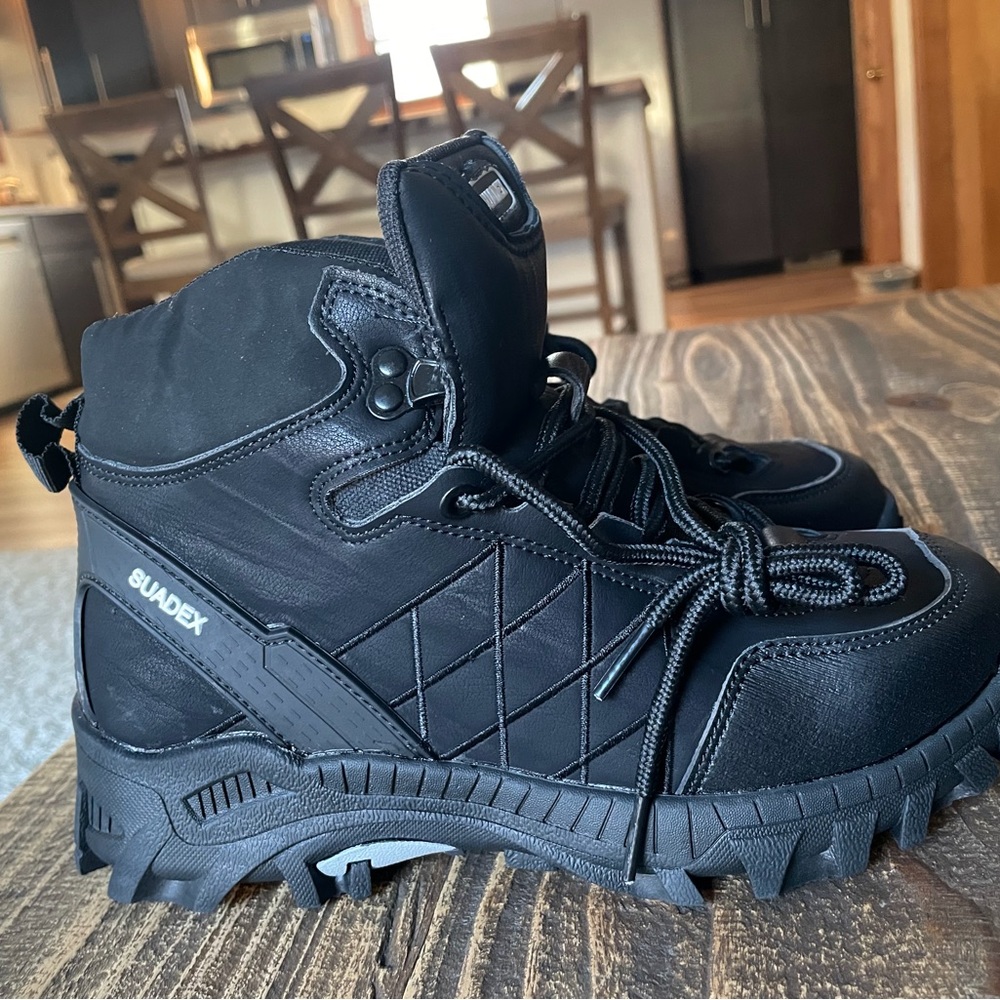 Brand new, never worn steel-toed work boots